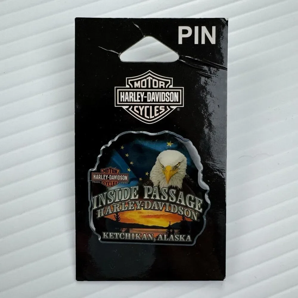 Harley Davidson Pin Ketchikan Alaska Eagle Inside Passage Souvenir